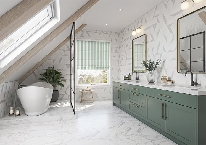 Lace Stripes, Emerald - Motorised Roman Blind - Image 6